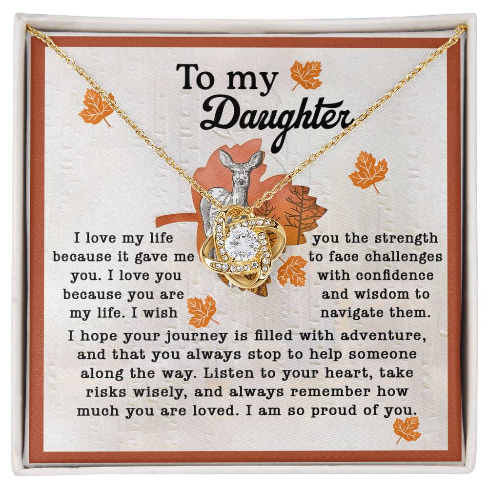 To My Daughter, Always Remember How Much You Are Loved, Love Knot Necklace, Gift For Daughter