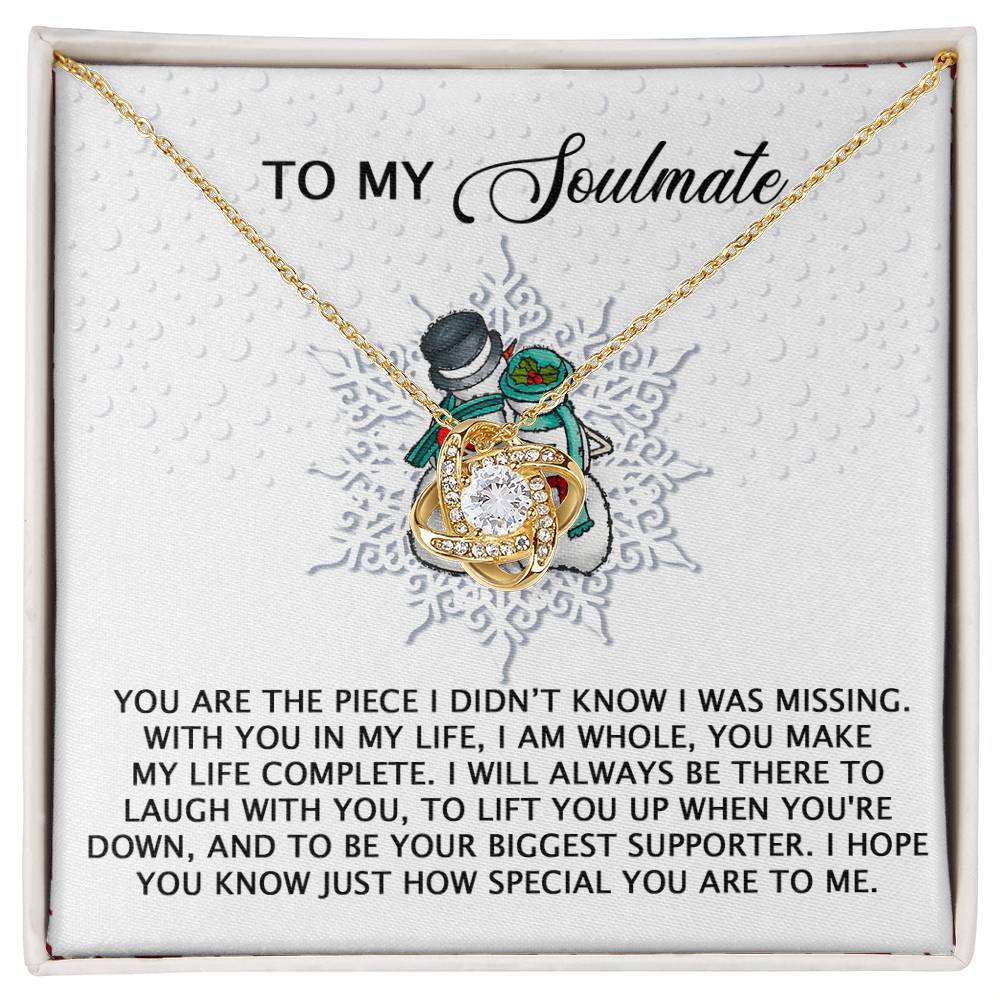 To My Soulmate, You Make My Life Complete, Love Knot Necklace, Christmas Gift For Her