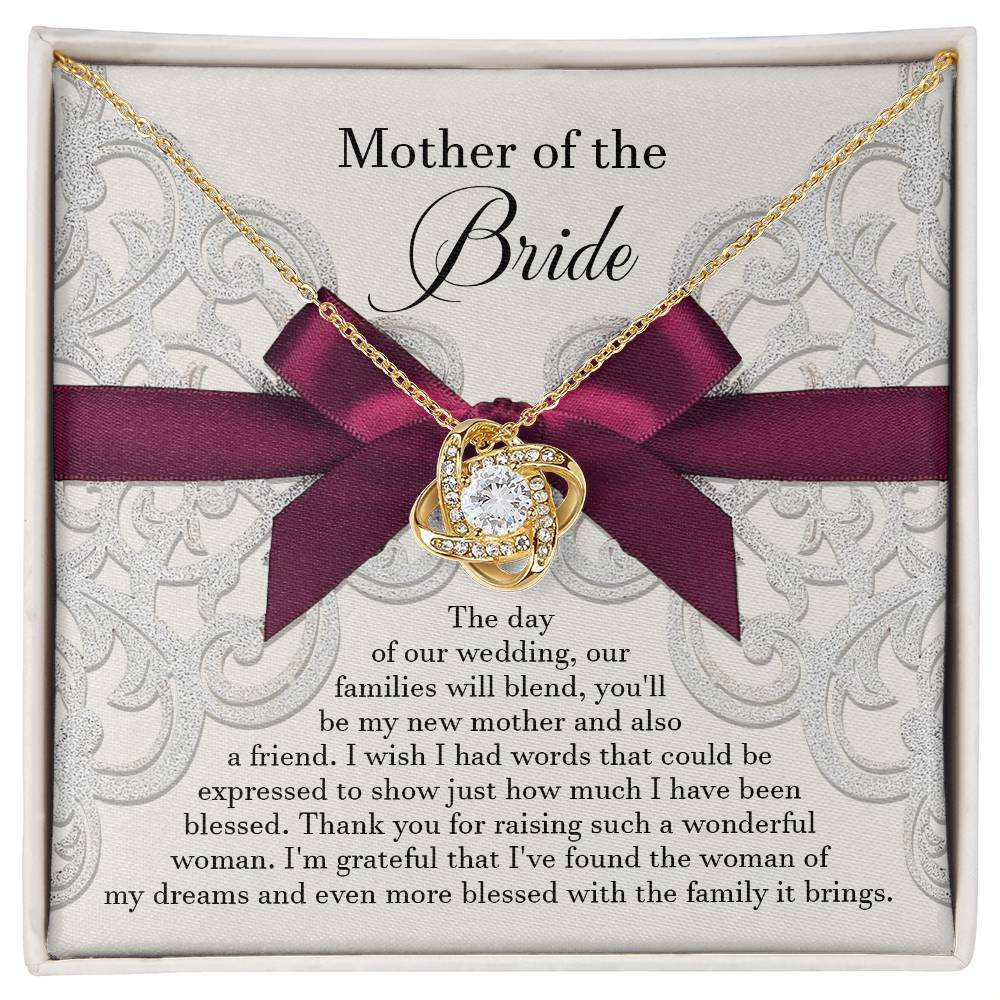 To My Bride's Mom, My New Mother, Love Knot Necklace, Gift For Bride's Mom
