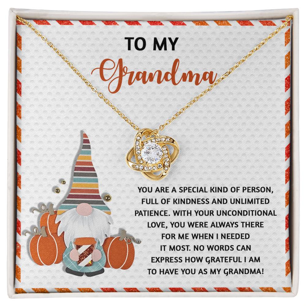 To My Grandma, No Words Can Express How Grateful I Am To Have You As My Grandma, Love Knot Necklace, Gift For Daughter