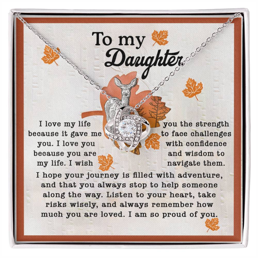 To My Daughter, Always Remember How Much You Are Loved, Love Knot Necklace, Gift For Daughter