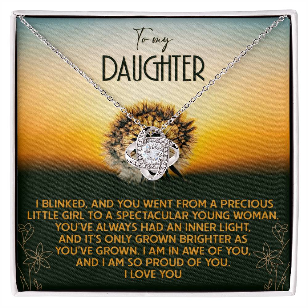 To My Daughter, I Am So Proud Of You, Love Knot Necklace, Gift For Daughter
