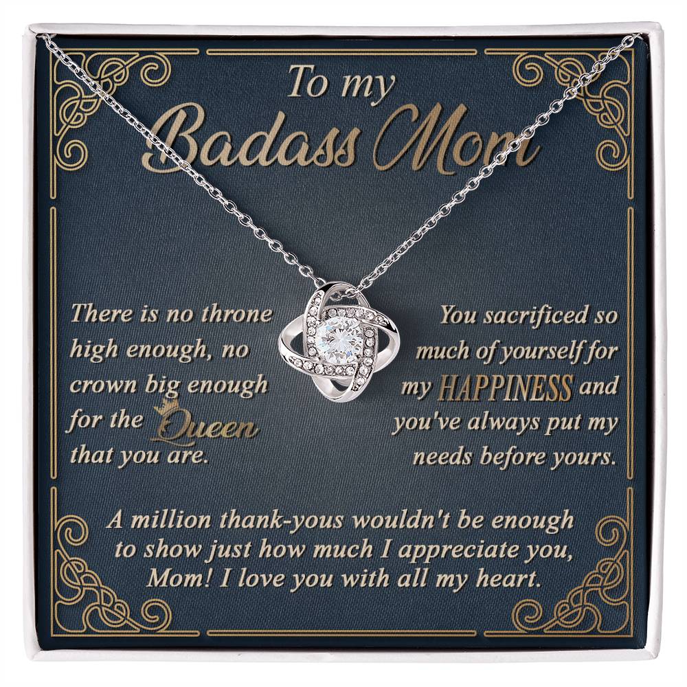 To My Badass Mom, I Love You With All My Heart, Love Knot Necklace