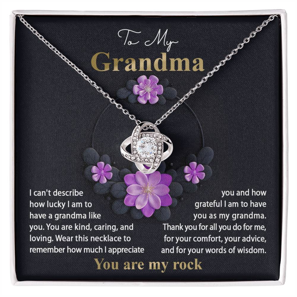 To My Grandma, You Are My Rock, Love Knot Necklace