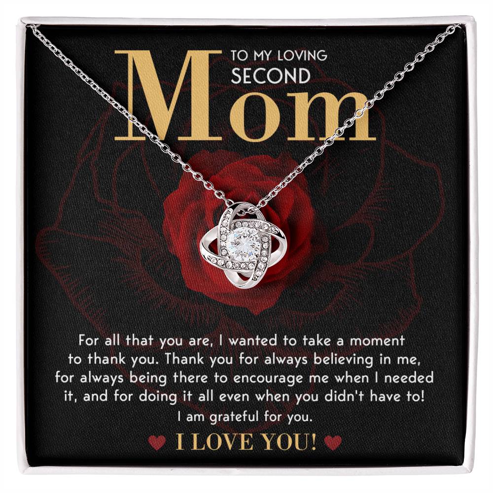 To My Loving Second Mom, I Am Grateful For You, Love Knot Necklace