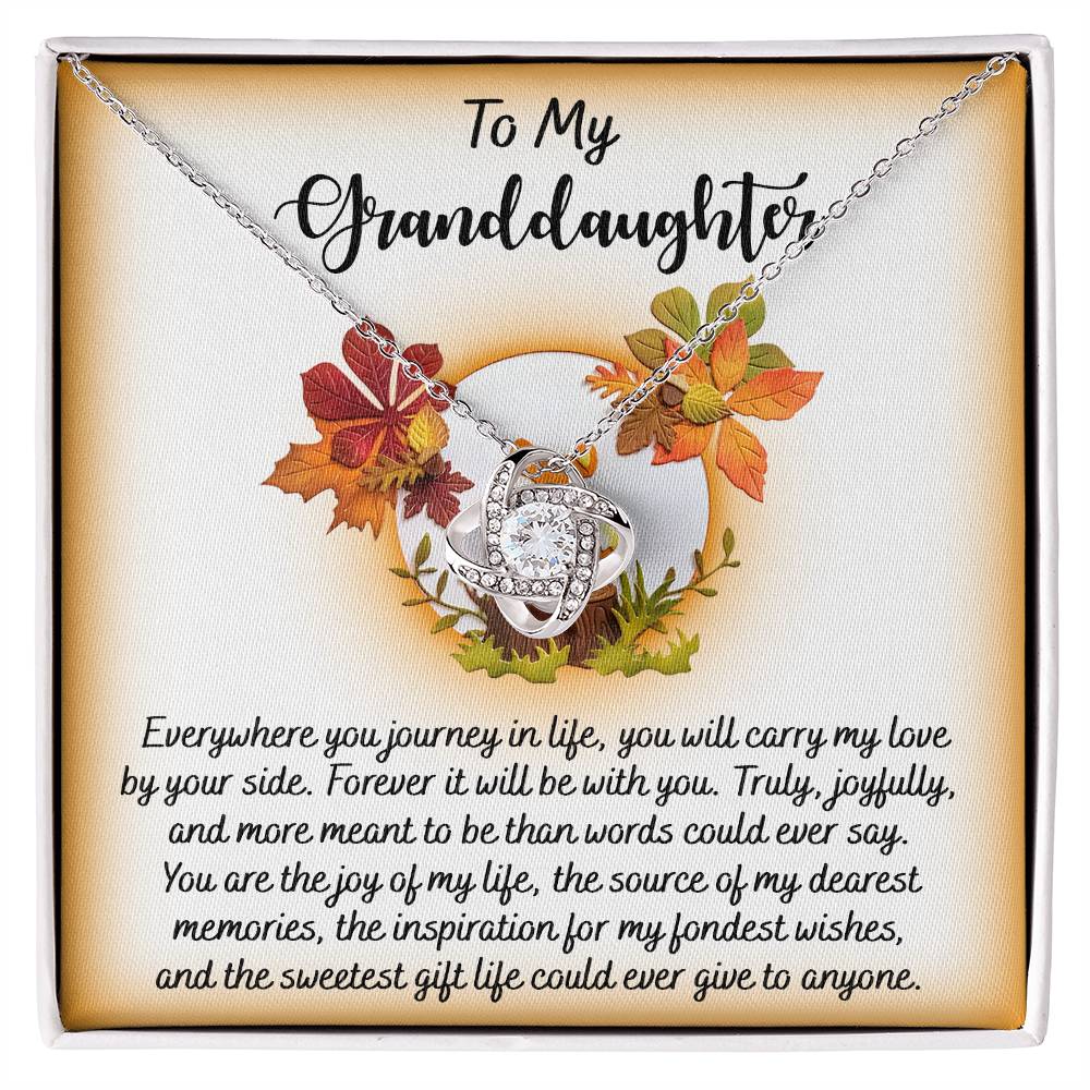 To My Granddaughter, You Are The Joy Of My Life, Love Knot Necklace, Gift For Granddaughter