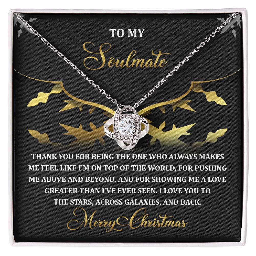 To My Soulmate, I Love You To The Stars And Back, Love Knot Necklace, Christmas Gift For Her