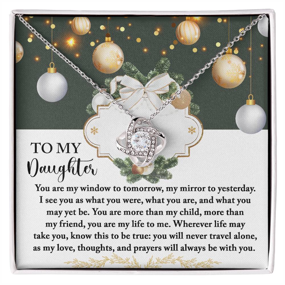 To My Daughter, My Love, Thoughts, and Prayers Will Always Be With You, Love Knot Necklace, Gift For Daughter