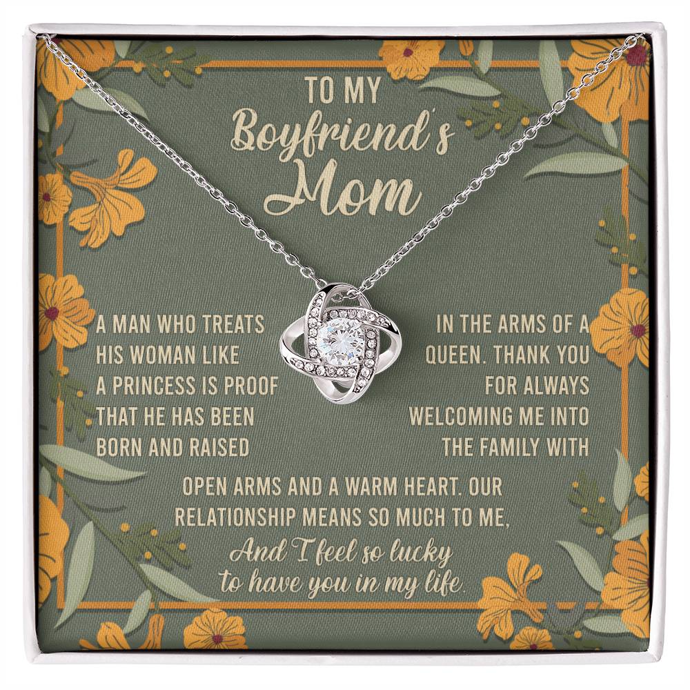 To My Boyfriend's Mom, Love Knot Necklace Message Card