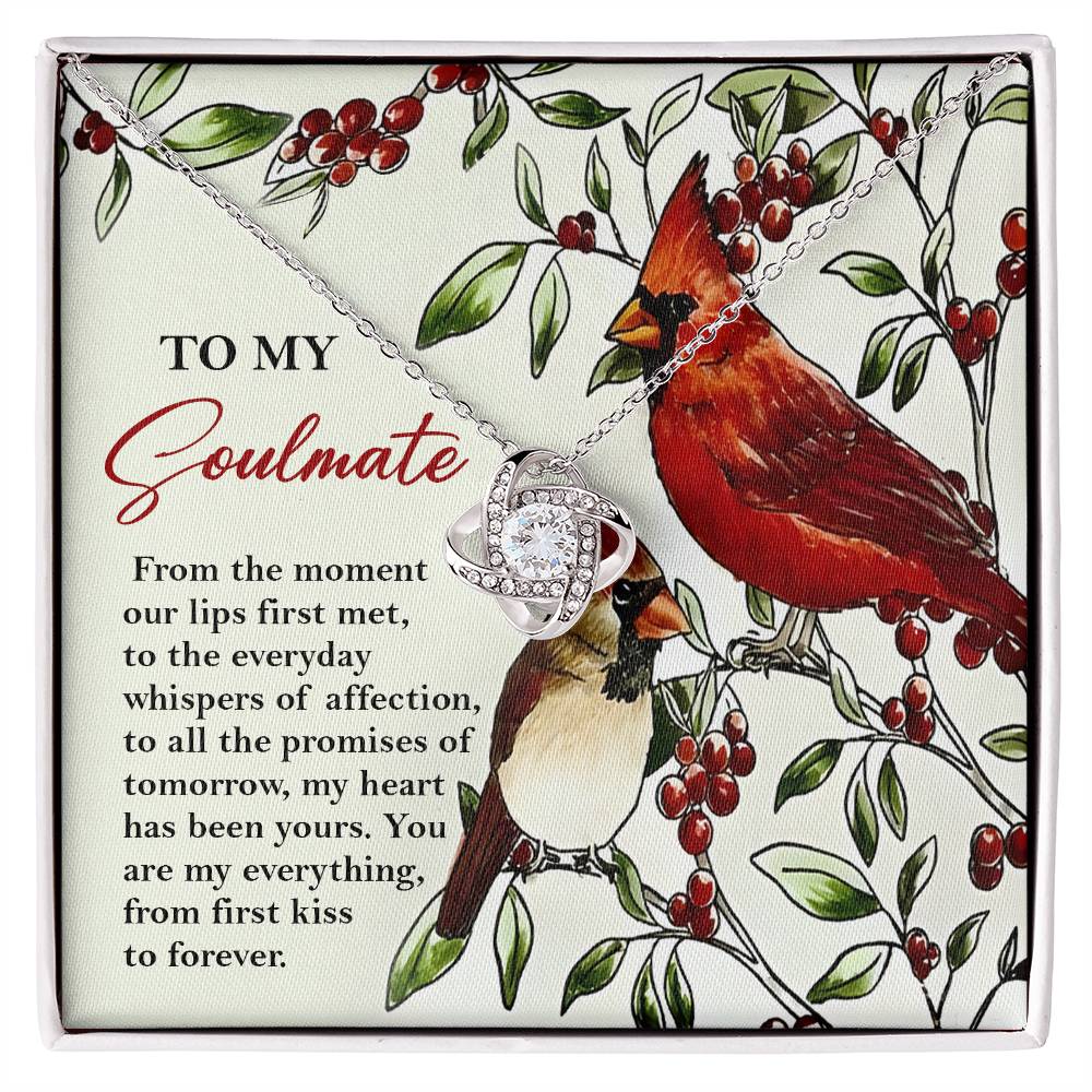 To My Soulmate, You Are My Everything From First Kiss To Forever, Love Knot Necklace, Christmas Gift For Her