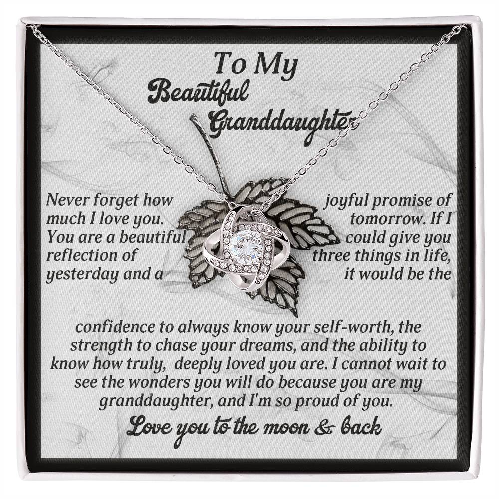 To My Granddaughter, Never Forget How Much I Love You, Love Knot Necklace, Gift For Granddaughter