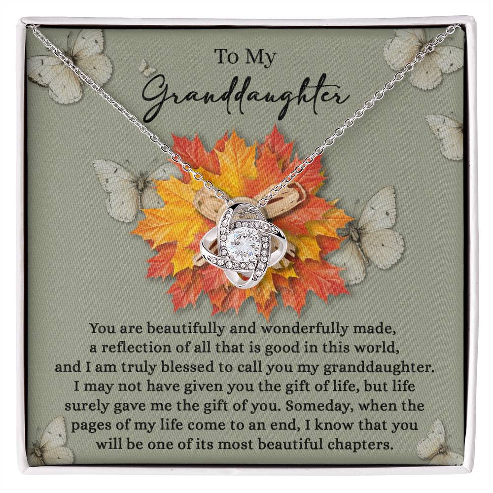To My Granddaughter, Life Gave Me The Gift Of You, Love Knot Necklace, Gift For Granddaughter
