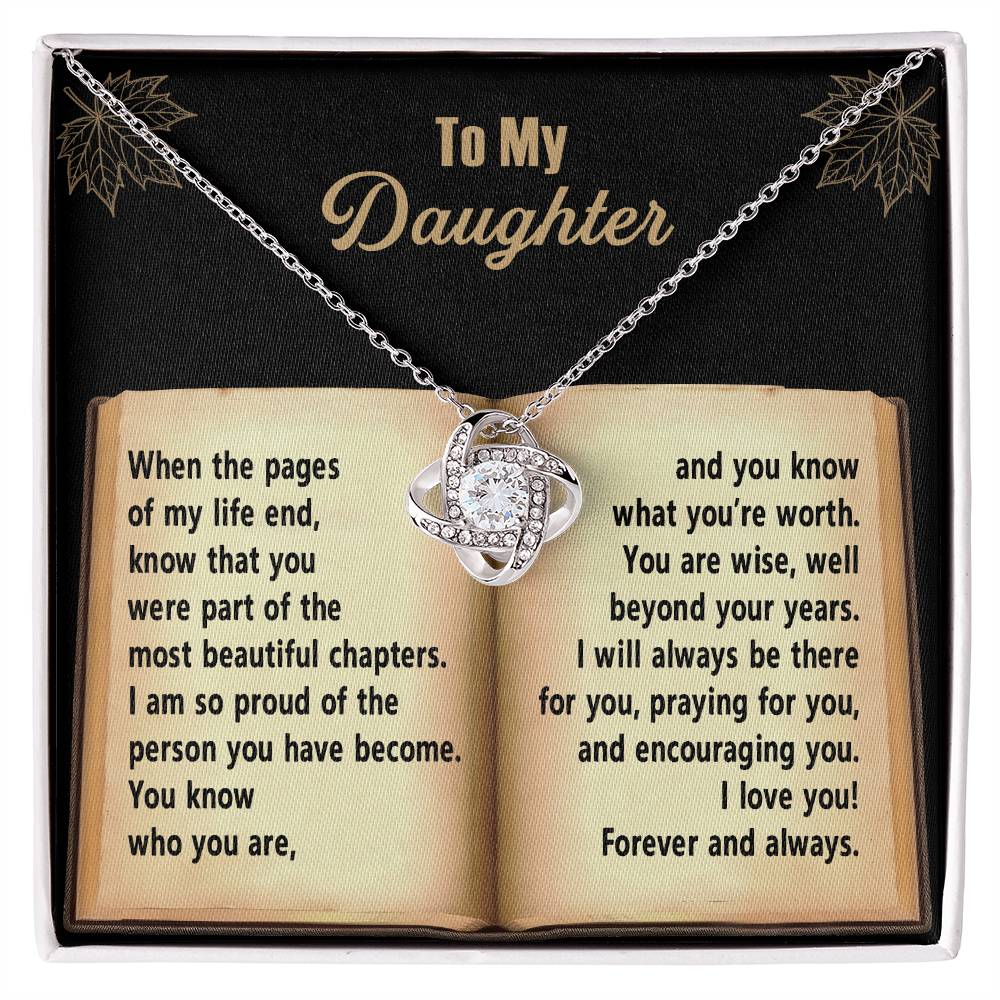 To My Daughter, So Proud Of You, Love Knot Necklace, Gift For Daughter