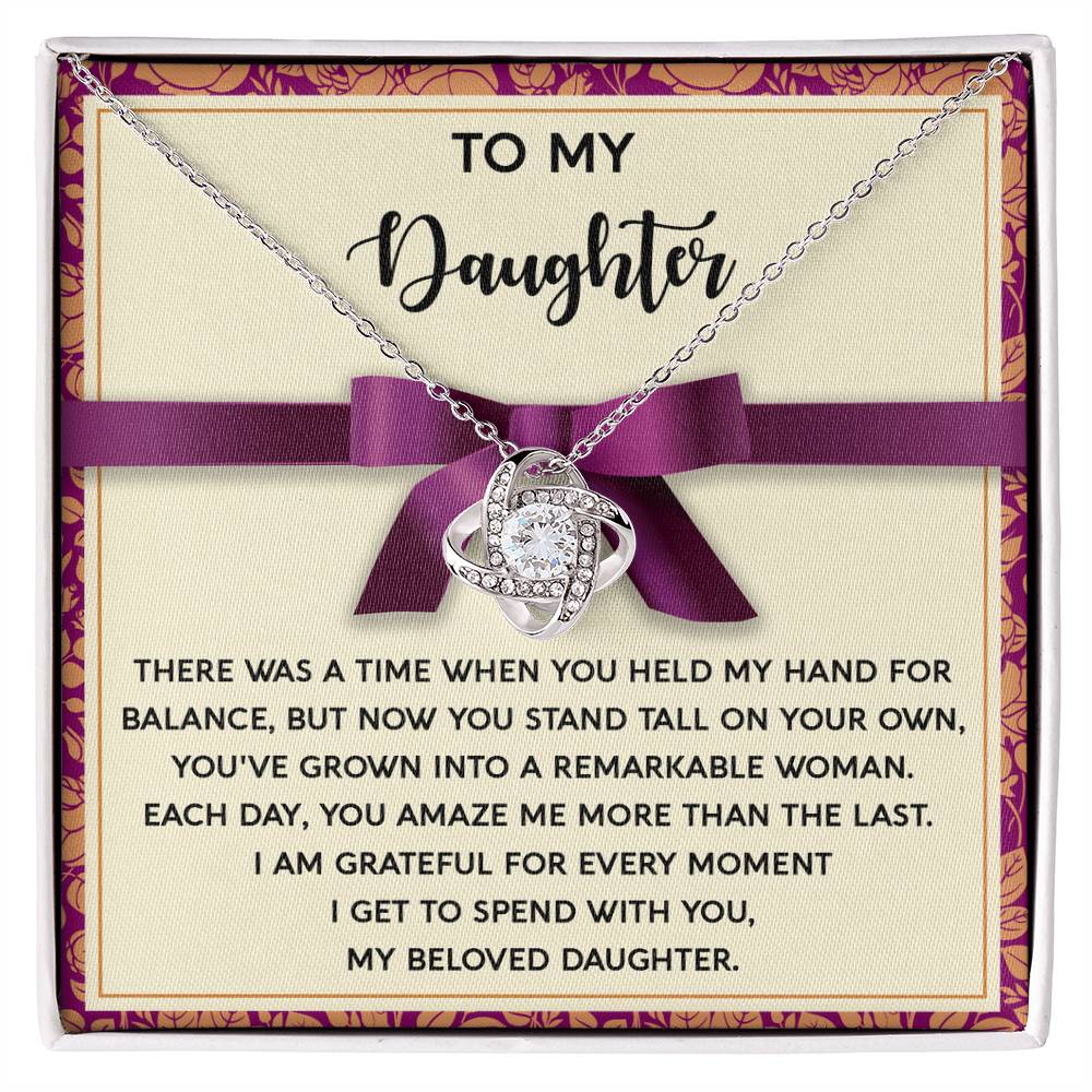 To My Daughter, Each Day You Amaze Me, Love Knot Necklace, Gift For Daughter