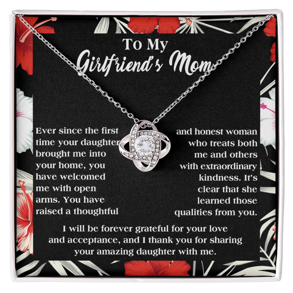 To My Girlfriend's Mom, Forever Grateful, Love Knot Necklace