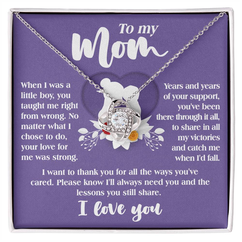 To My Mom, Thanks For All The Ways You Cared, Love Knot Necklace