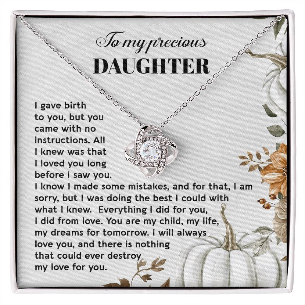 To My Daughter, Everything I Did, I Did From Love, Love Knot Necklace, Gift For Daughter