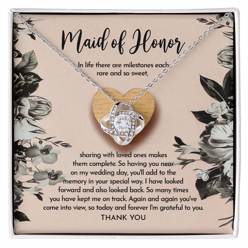 To My Maid Of Honor, On My Wedding Day, Im Grateful To You, Love Knot Necklace