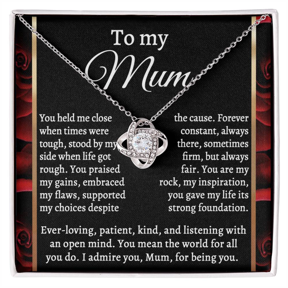 To My Mum, By My Side, Love Knot Necklace