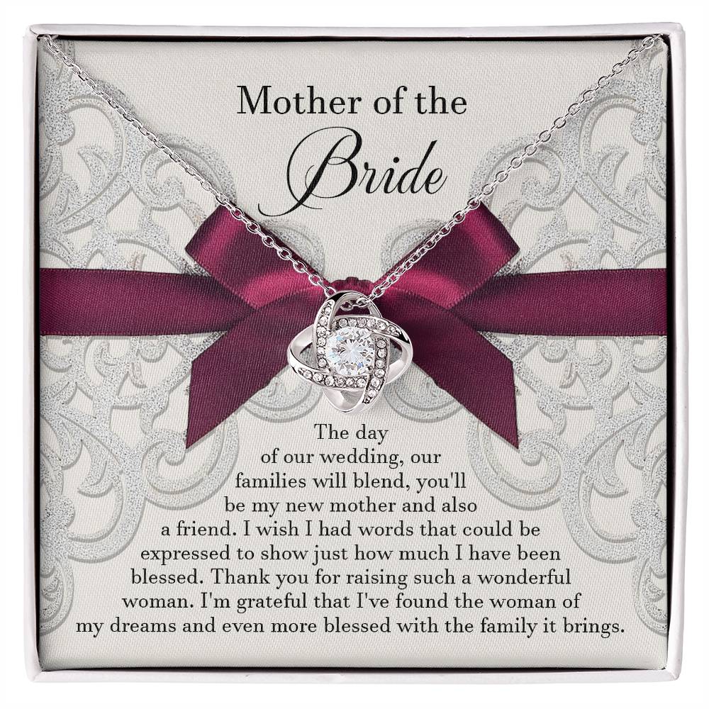 To My Bride's Mom, My New Mother, Love Knot Necklace, Gift For Bride's Mom