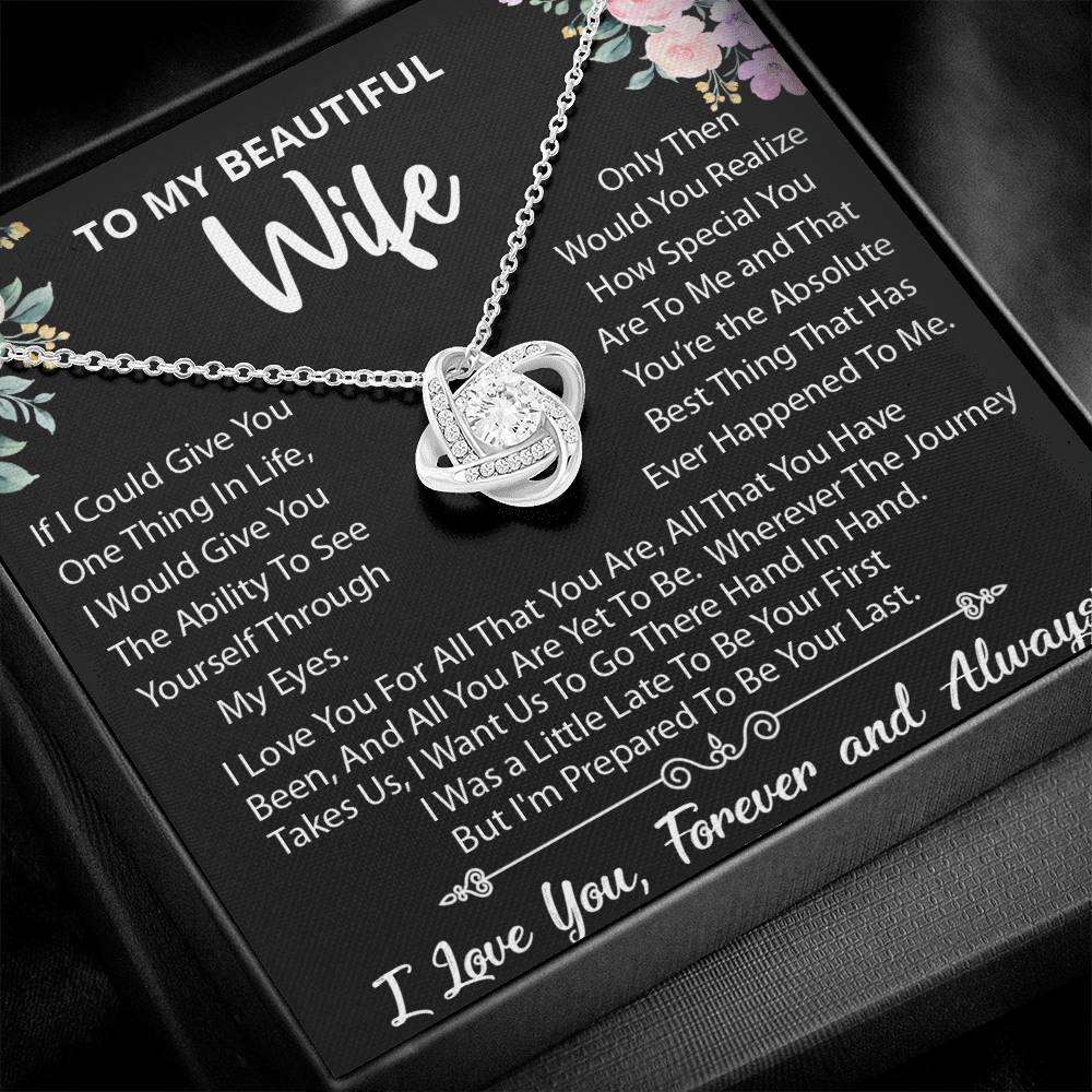 To My Beautiful Wife, Wherever The Journey Takes Us, Love Knot Necklace Message Card