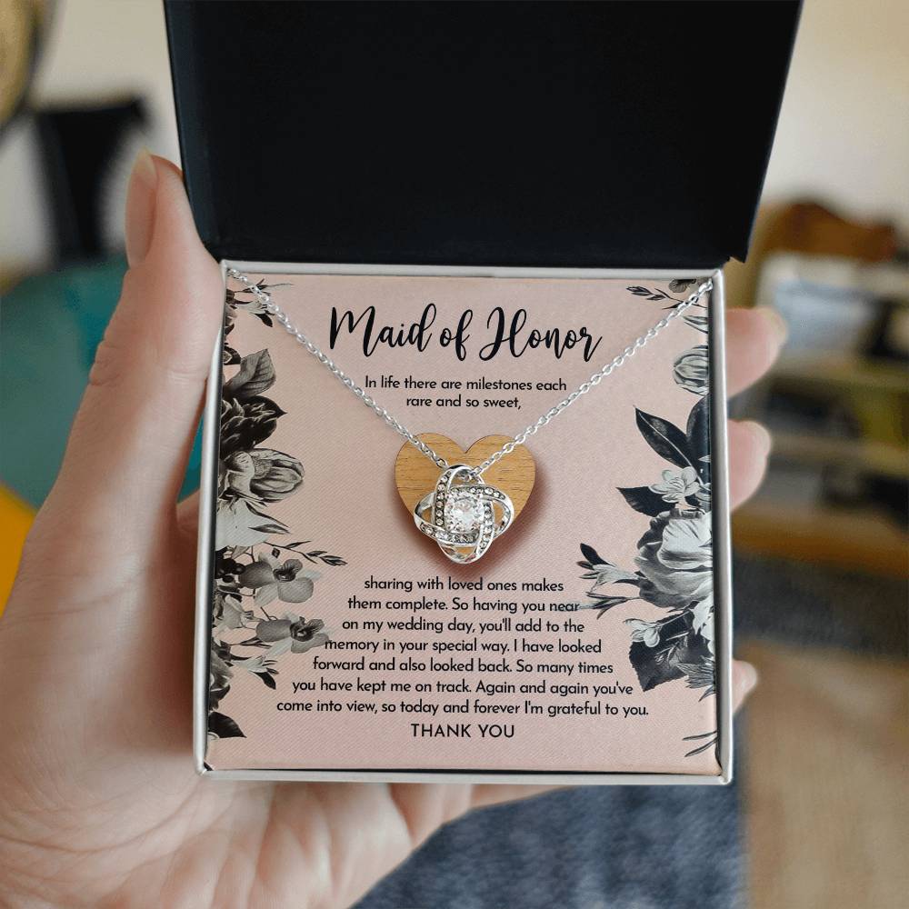 To My Maid Of Honor, On My Wedding Day, Im Grateful To You, Love Knot Necklace
