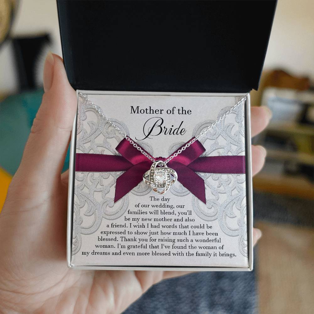 To My Bride's Mom, My New Mother, Love Knot Necklace, Gift For Bride's Mom
