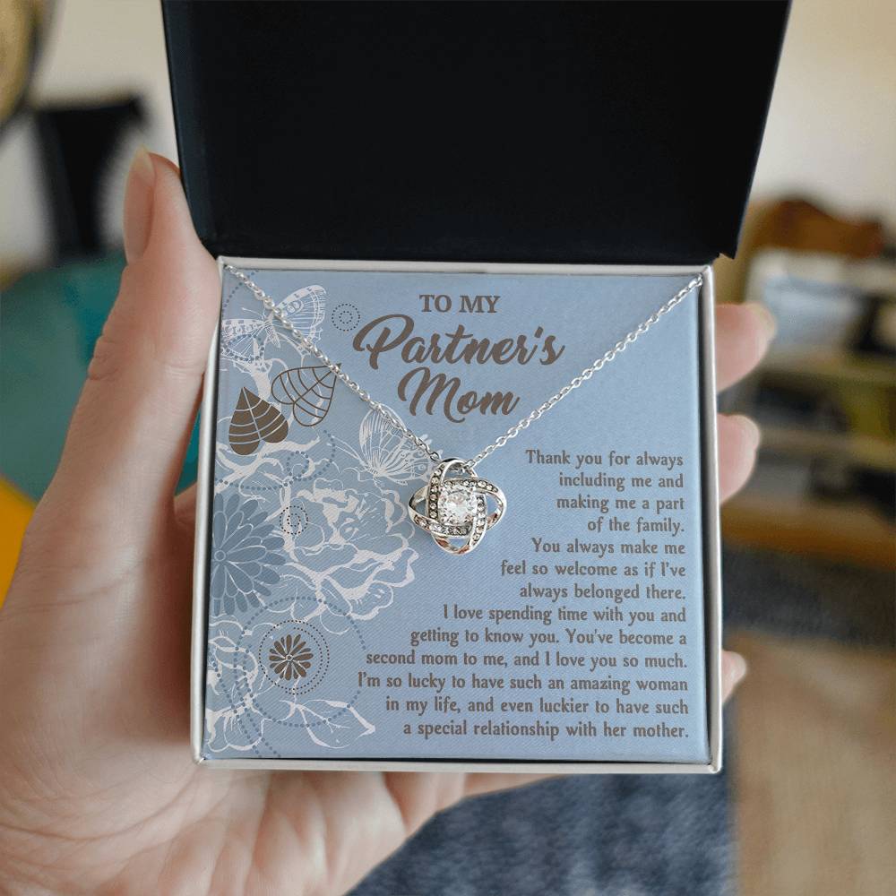 To My Partner's Mom, Part Of The Family, Love Knot Necklace