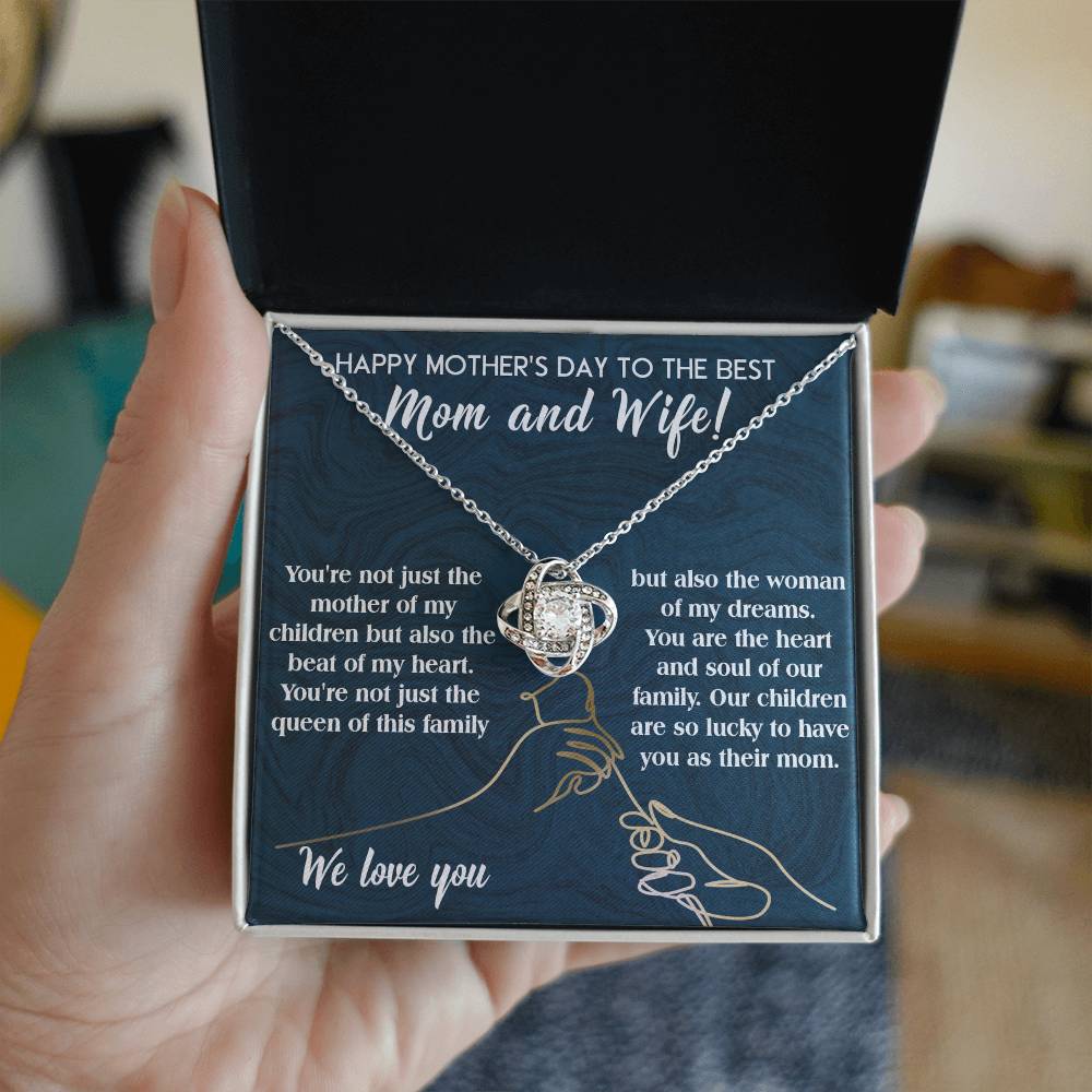 Happy Mother's Day To The Best Mom and Wife, Love Knot Necklace
