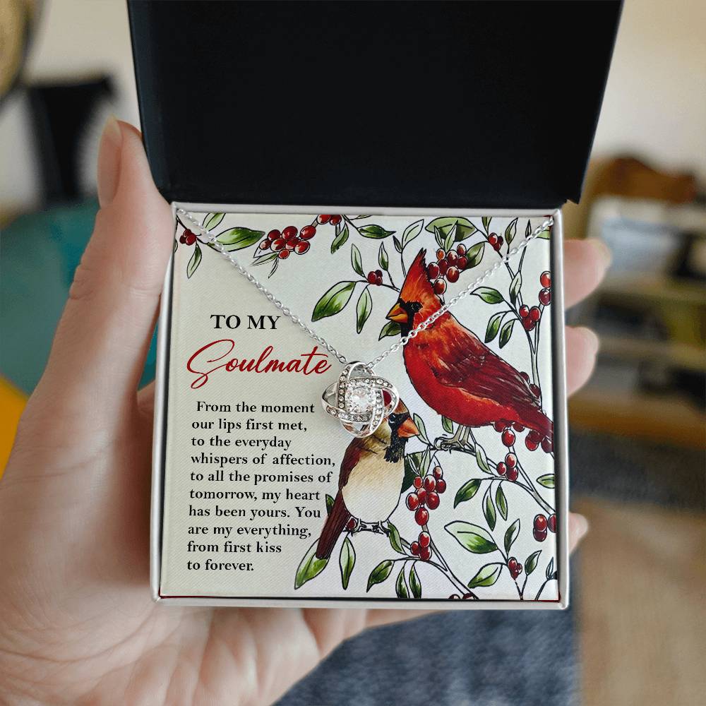 To My Soulmate, You Are My Everything From First Kiss To Forever, Love Knot Necklace, Christmas Gift For Her