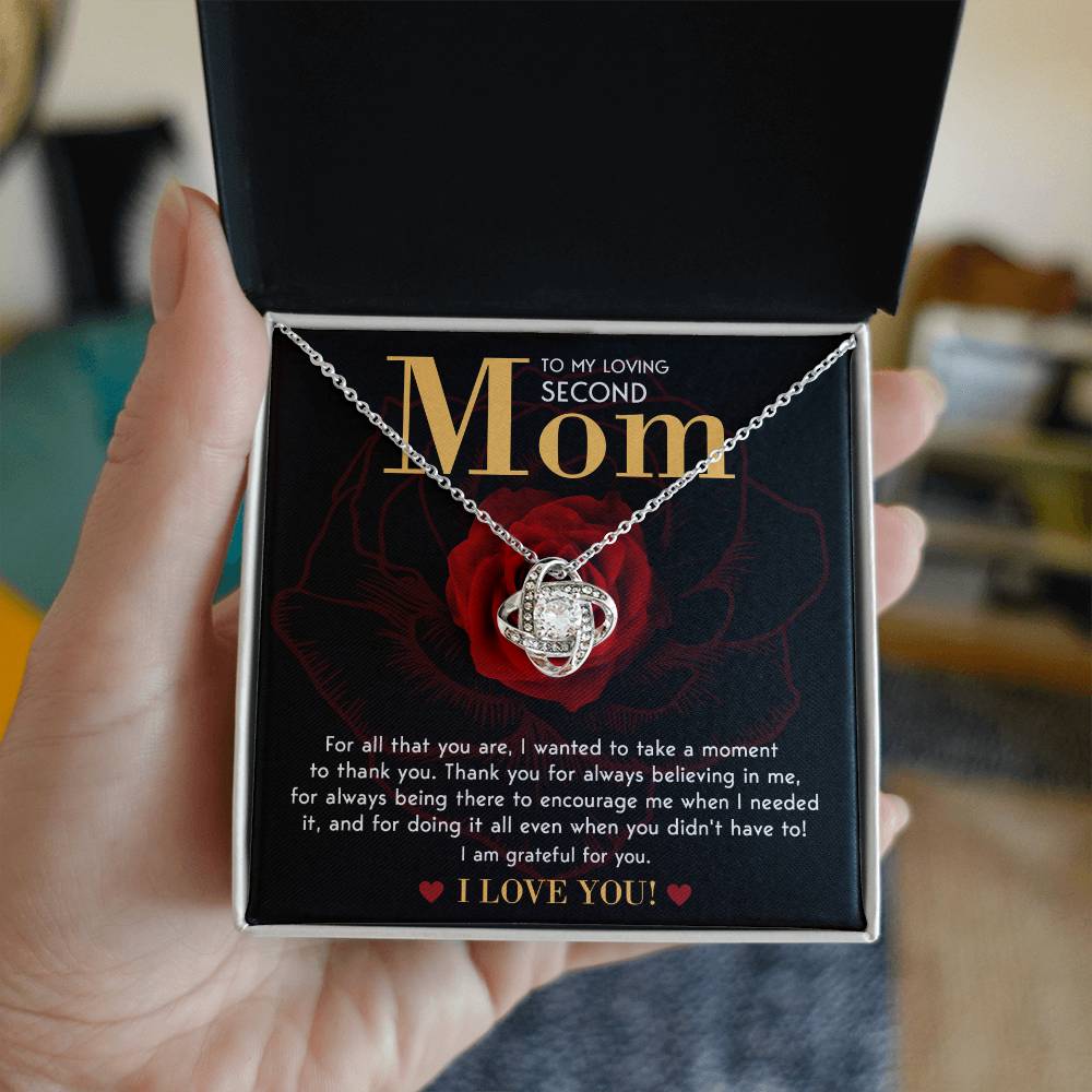 To My Loving Second Mom, I Am Grateful For You, Love Knot Necklace