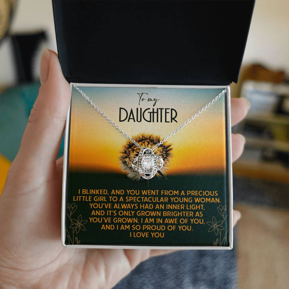 To My Daughter, I Am So Proud Of You, Love Knot Necklace, Gift For Daughter