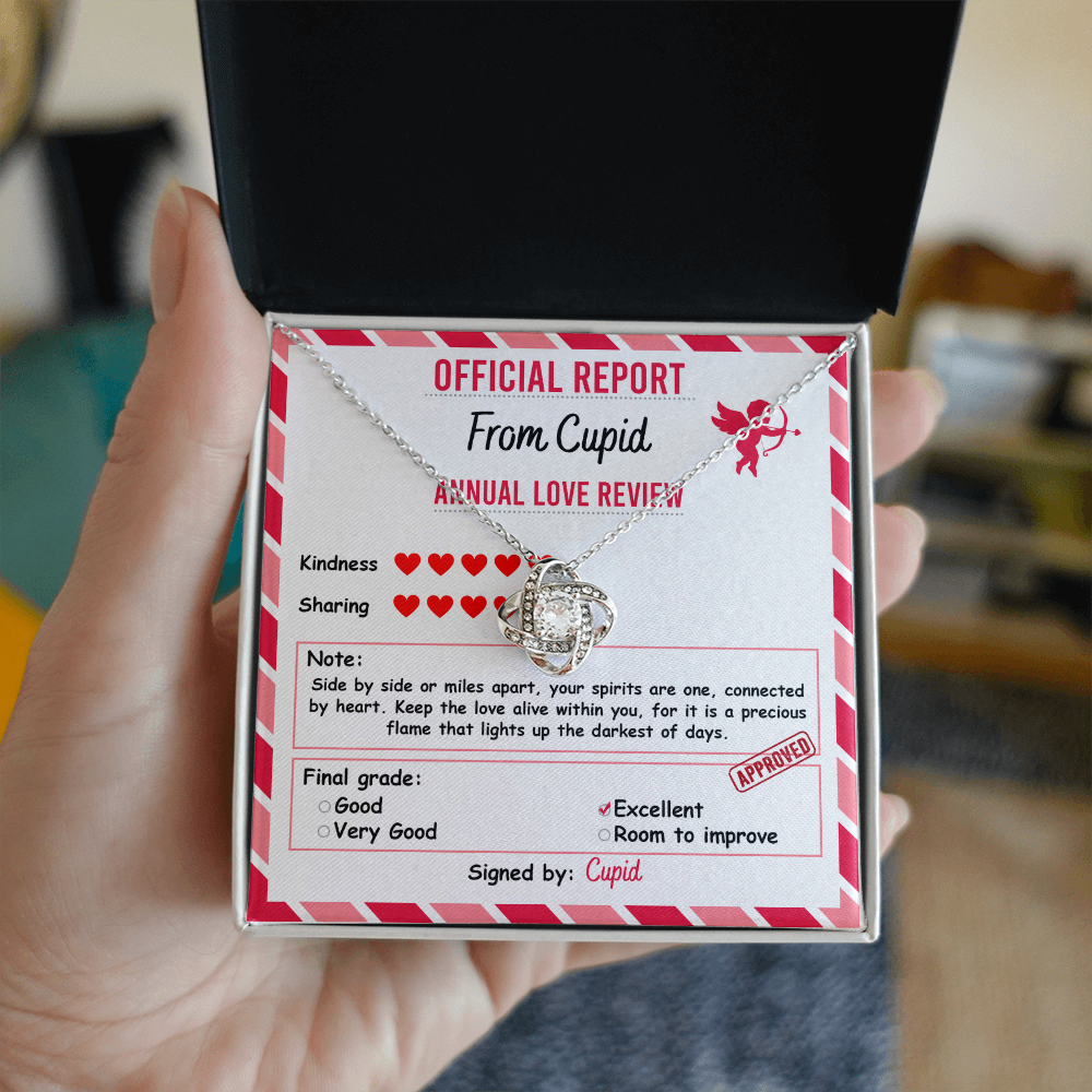 To My Soulmate, Official Report From Cupid - Annual Love Review, Love Knot Necklace, Valentines Gift For Her