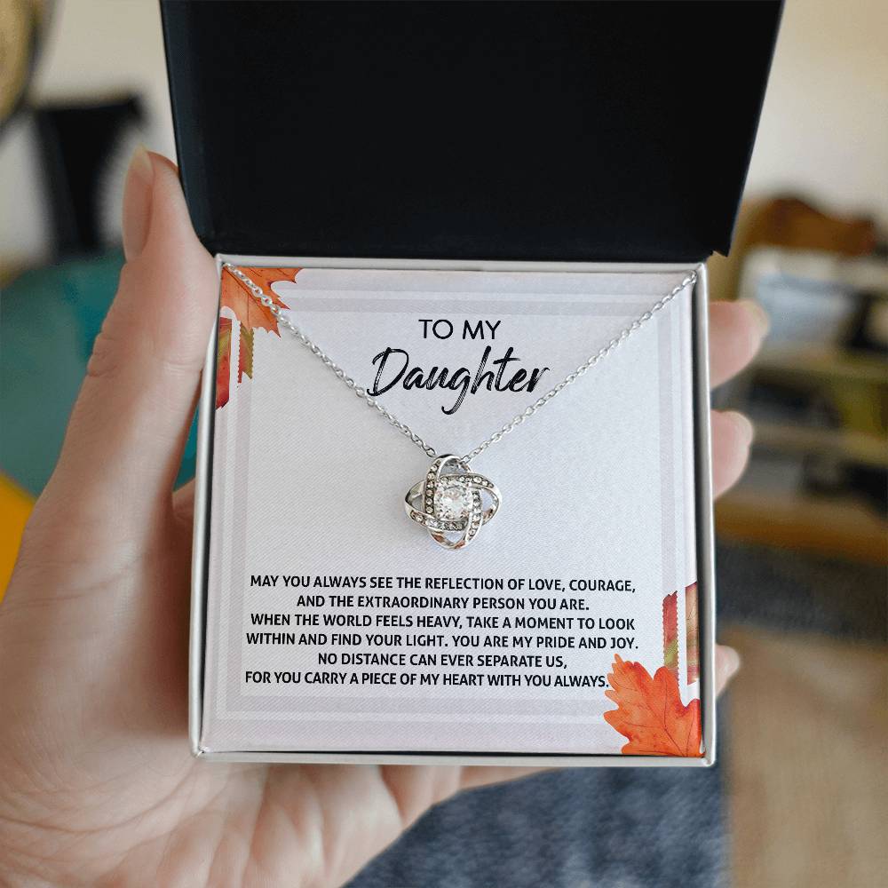 To My Daughter, Look Within And Find Your Light, Love Knot Necklace, Gift For Daughter