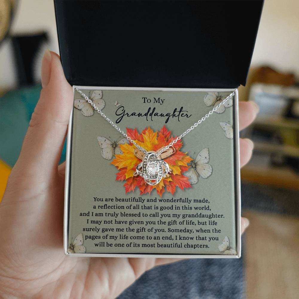 To My Granddaughter, Life Gave Me The Gift Of You, Love Knot Necklace, Gift For Granddaughter