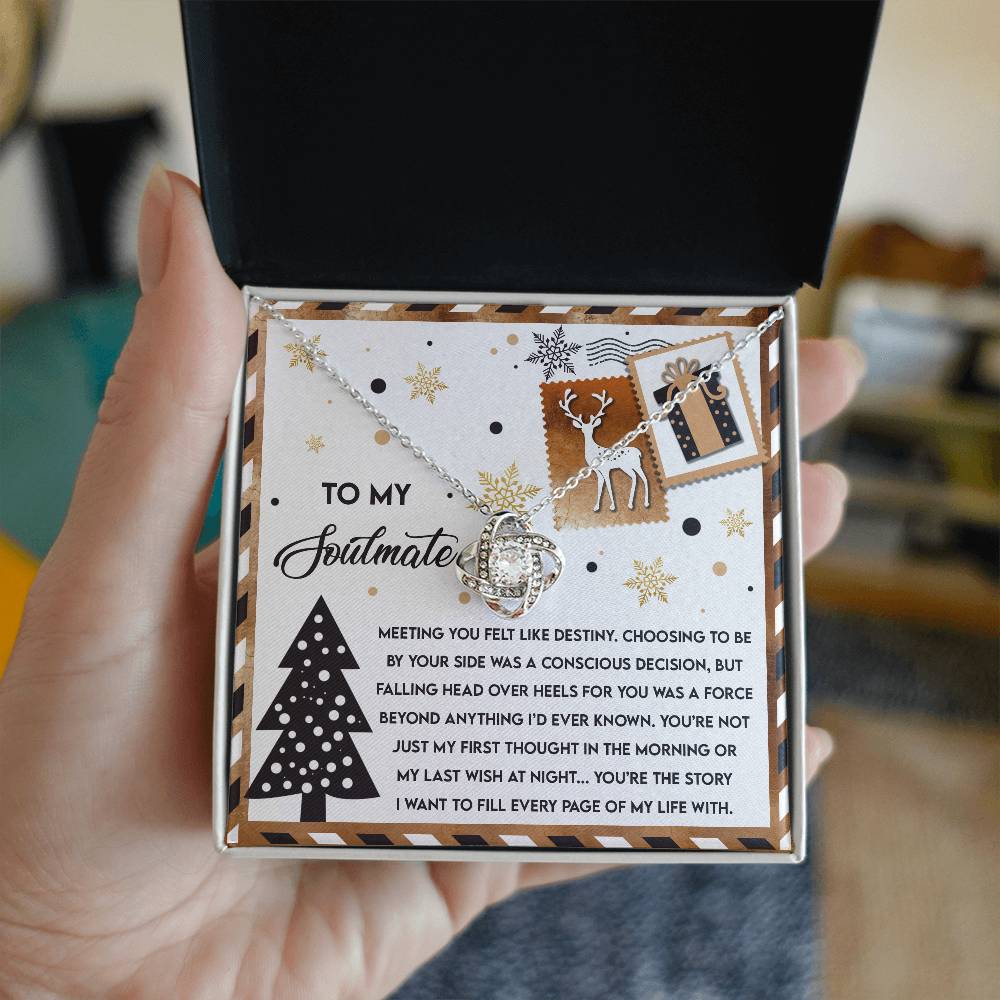 To My Soulmate, Meeting You Felt Like Destiny, Love Knot Necklace, Christmas Gift For Her