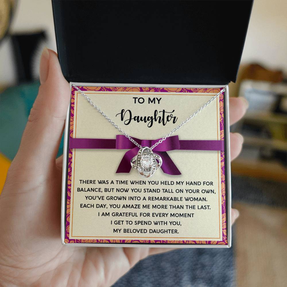 To My Daughter, Each Day You Amaze Me, Love Knot Necklace, Gift For Daughter
