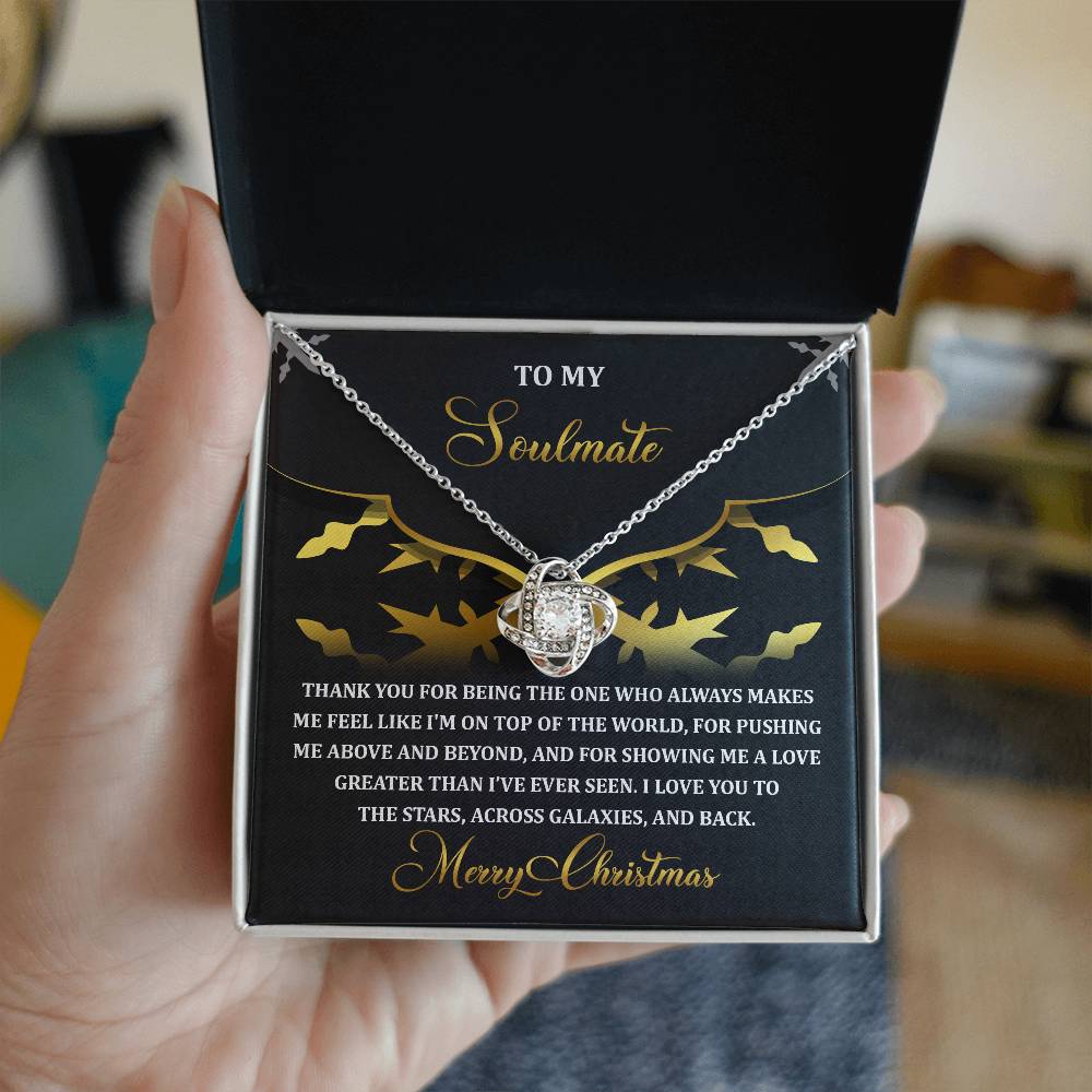 To My Soulmate, I Love You To The Stars And Back, Love Knot Necklace, Christmas Gift For Her