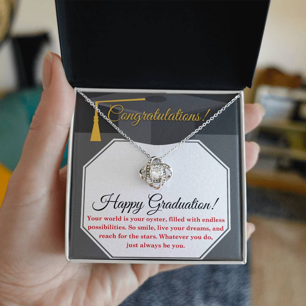 Happy Graduation, Whatever You Do Just Always Be You, Love Knot Necklace