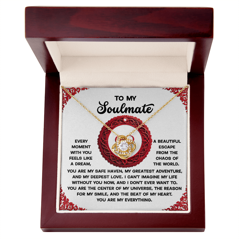To My Soulmate, I Cant Imagine My Life Without You, Love Knot Necklace, Valentines Gift For Her