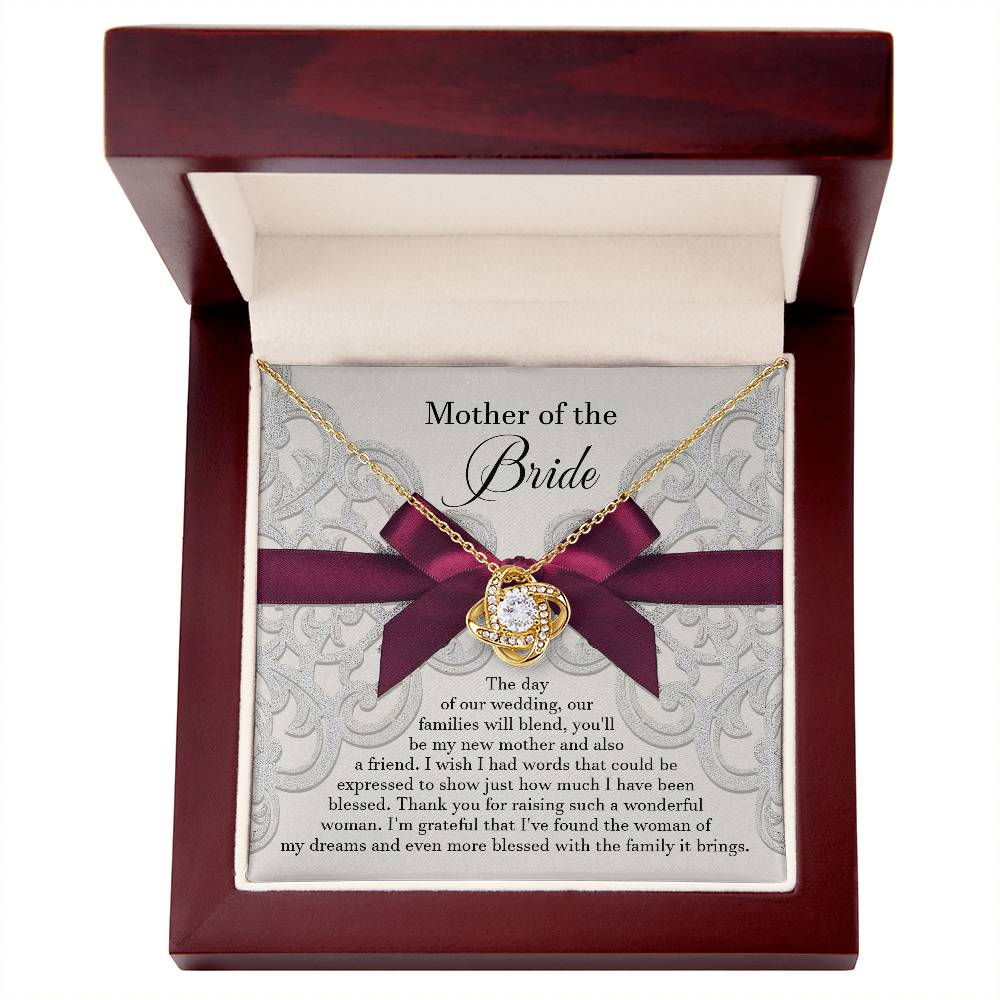 To My Bride's Mom, My New Mother, Love Knot Necklace, Gift For Bride's Mom