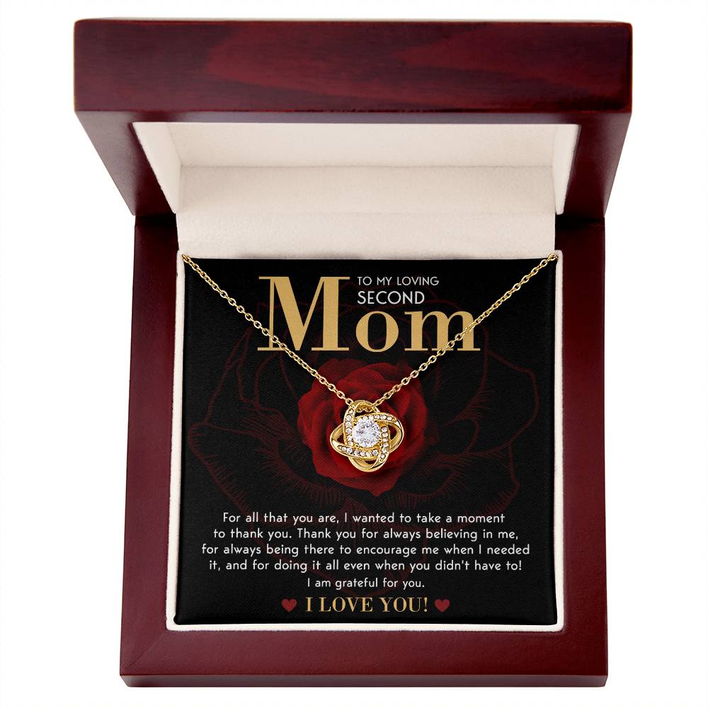 To My Loving Second Mom, I Am Grateful For You, Love Knot Necklace