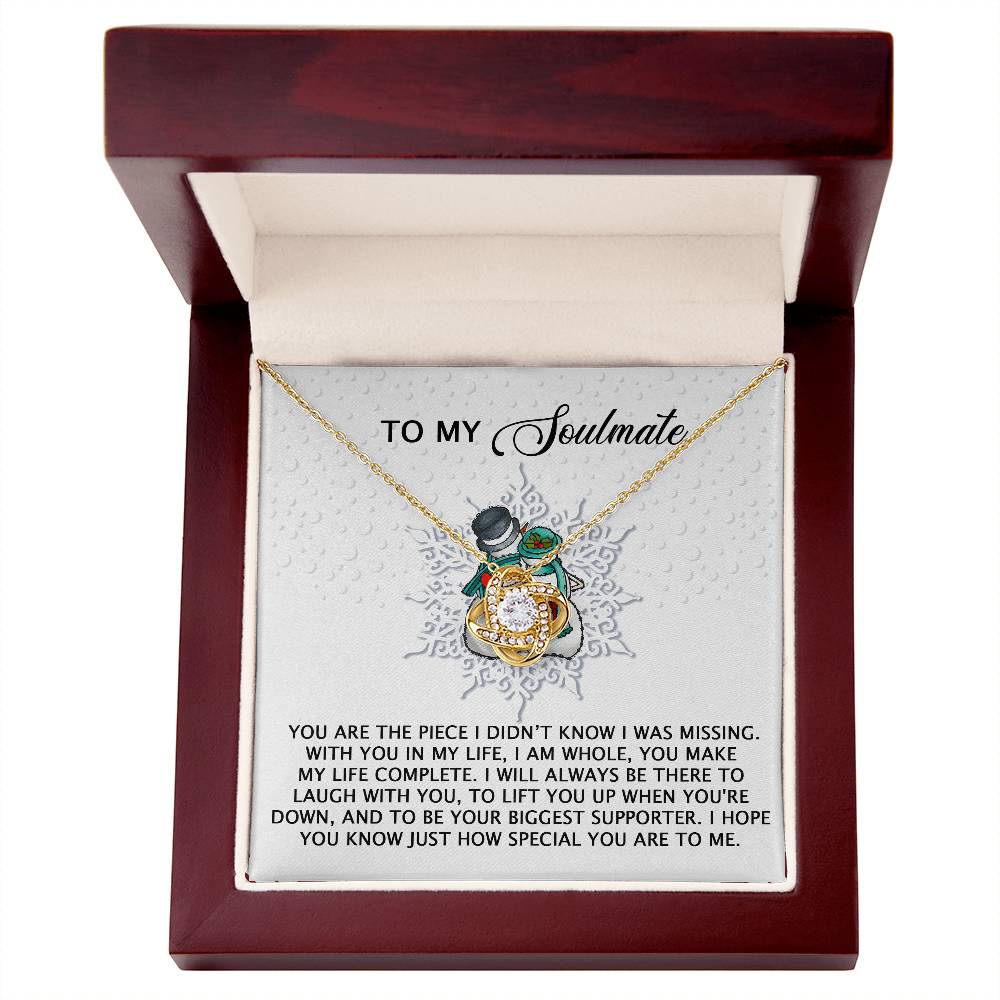 To My Soulmate, You Make My Life Complete, Love Knot Necklace, Christmas Gift For Her