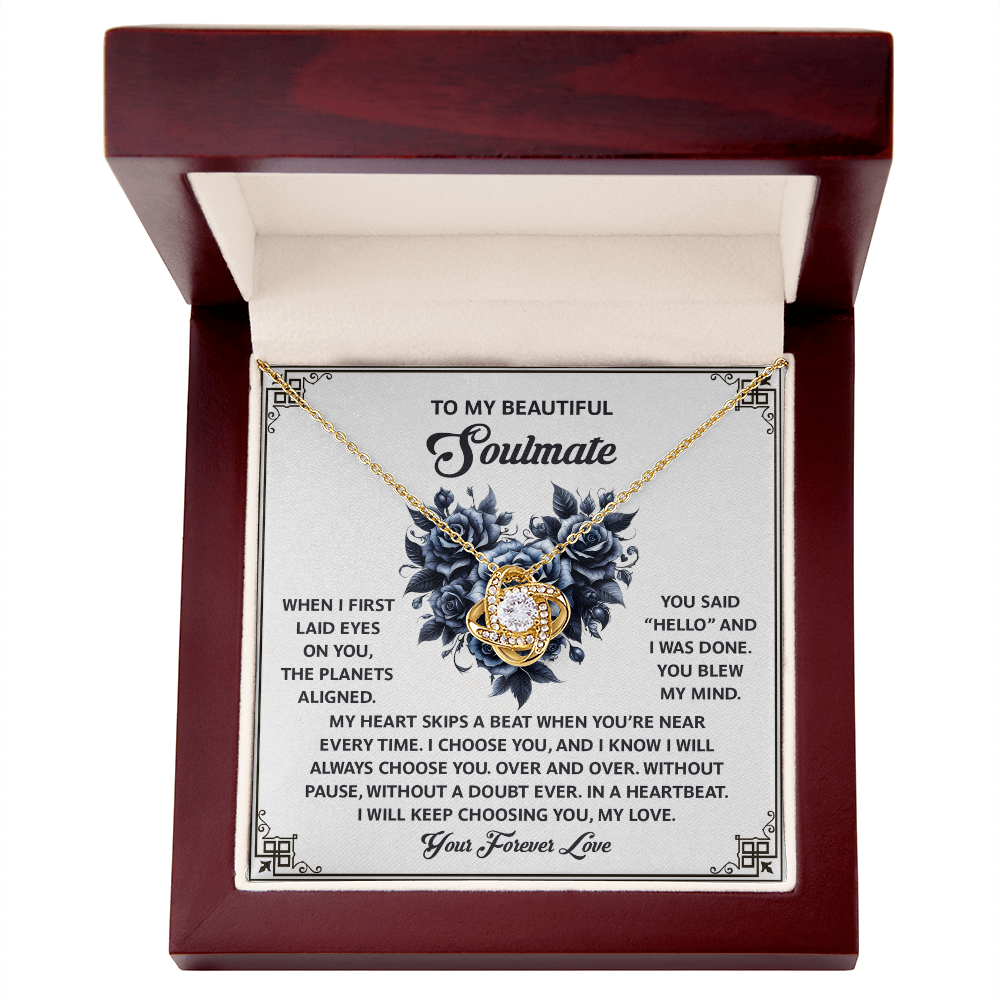 To My Soulmate, My Heart Skips A Beat When You're Near, Love Knot Necklace, Valentines Gift For Her