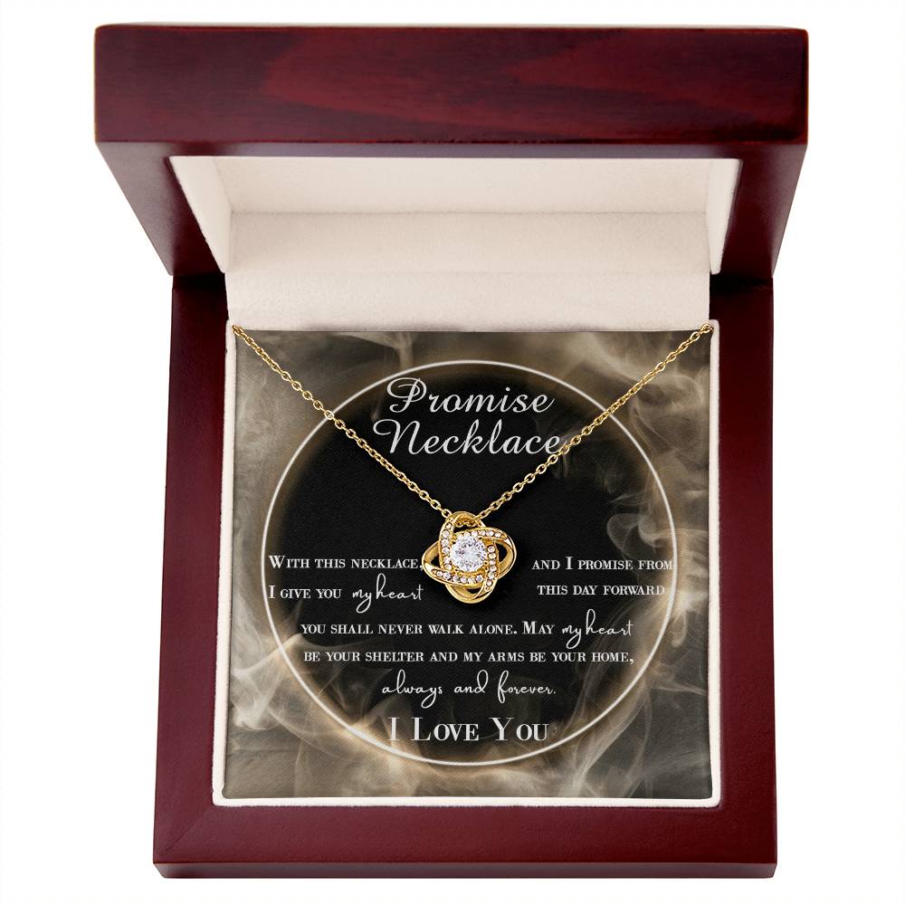 To My Wife, Promise Necklace, May My Heart Be Your Shelter And My Arms Be Your Home, Love Knot Necklace