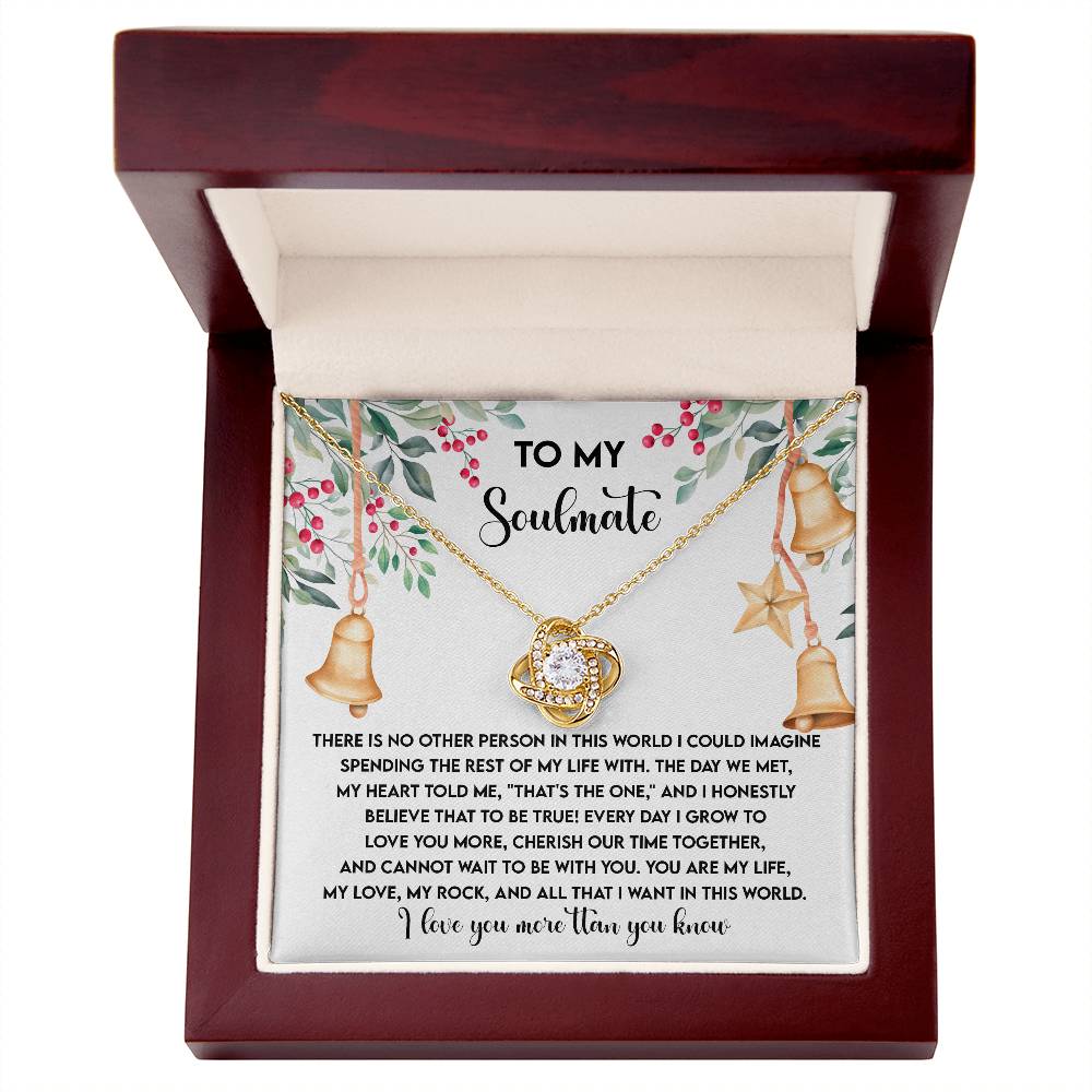 To My Soulmate, You Are My Life, My Love, And My Rock, Love Knot Necklace, Christmas Gift For Her