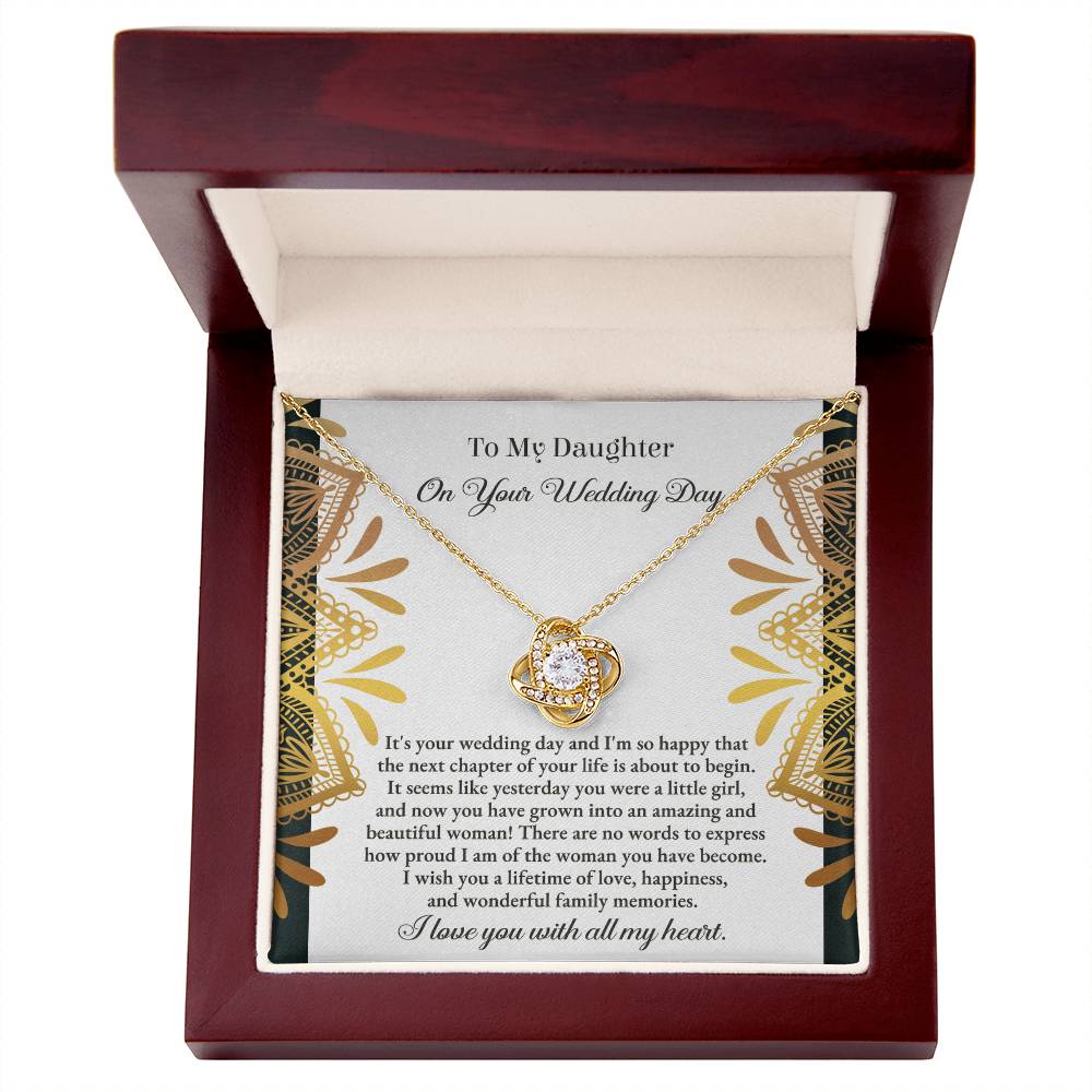 To My Daughter, My Little Girl On Here Wedding Day, Love Knot Necklace, Gift For Daughter