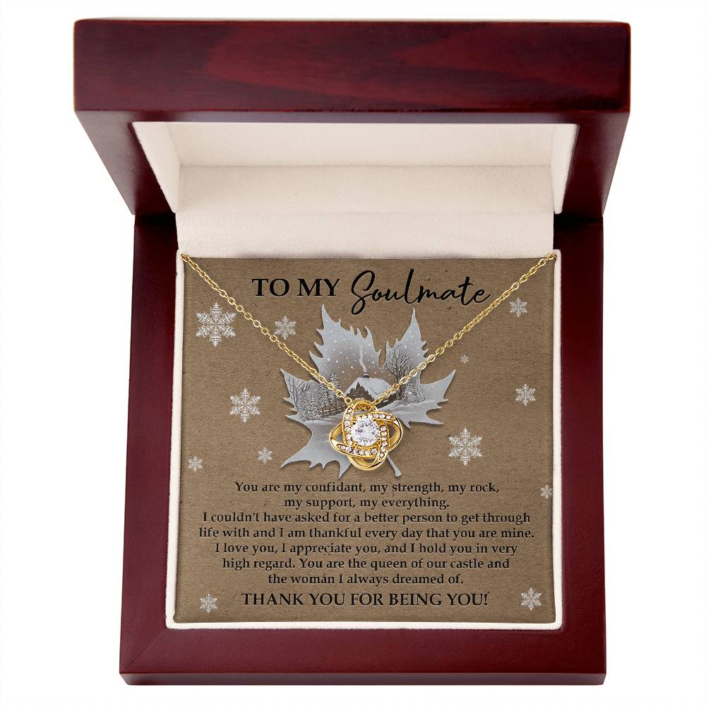 To My Soulmate, You Are The Queen Of Our Castle, Love Knot Necklace, Christmas Gift For Her