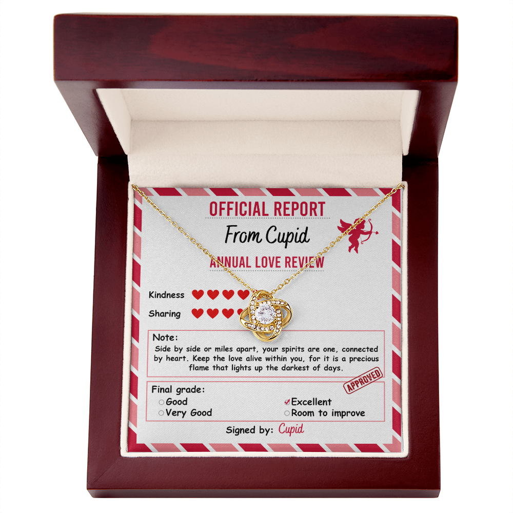 To My Soulmate, Official Report From Cupid - Annual Love Review, Love Knot Necklace, Valentines Gift For Her