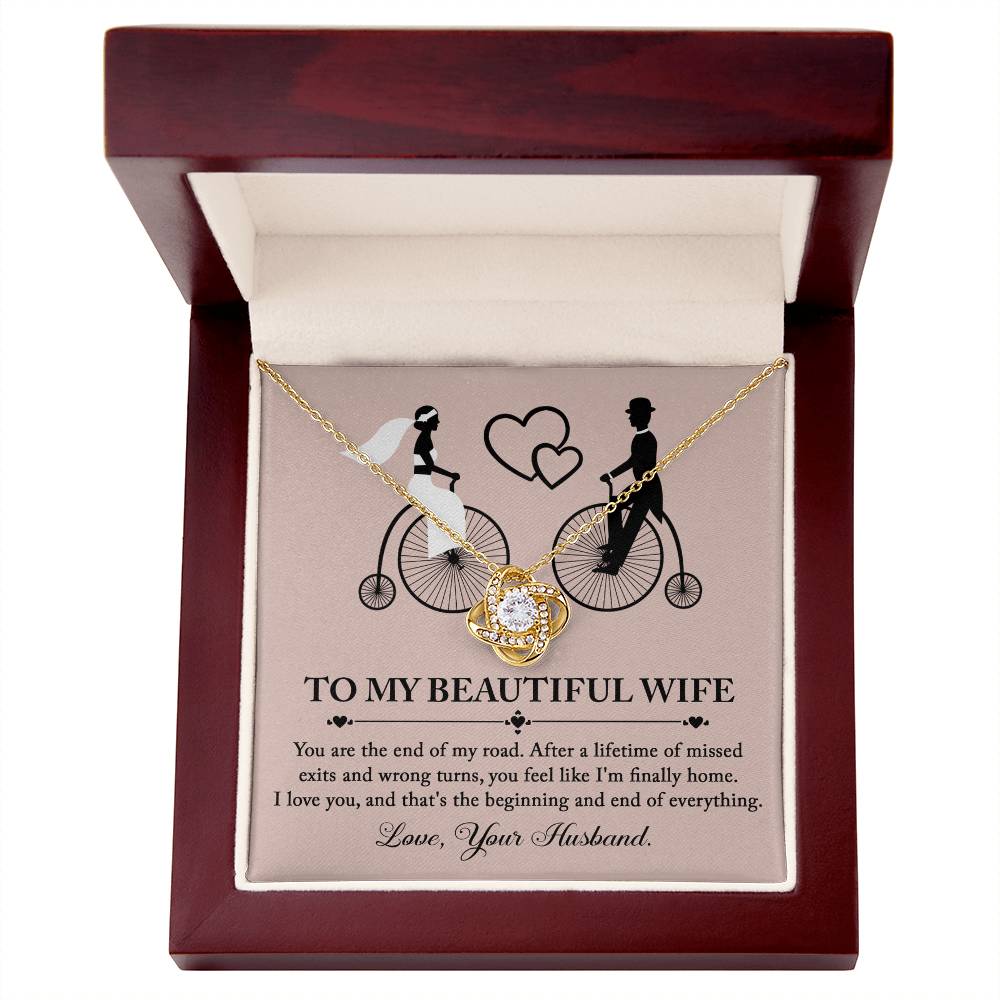 To My Wife, I'm Finally Home, Love Your Husband, Love Knot Necklace